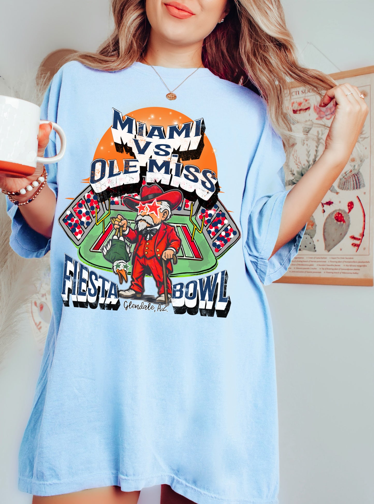 Chambray Fiesta Bowl  Shirt/ Ole Miss Shirt- Comfort Colors