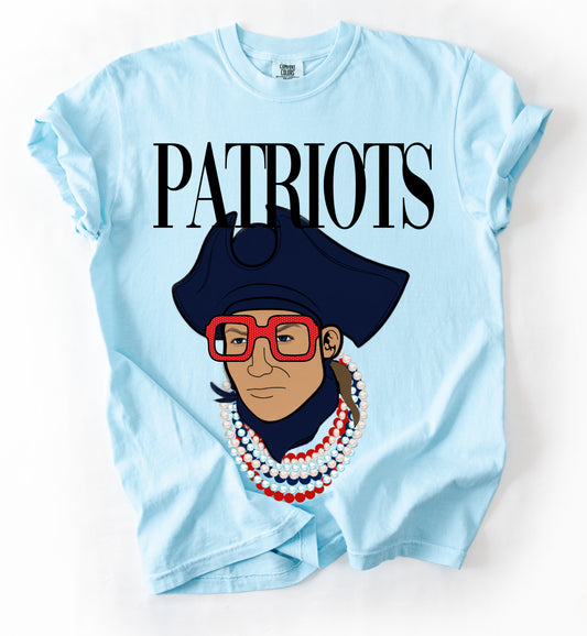 Cropped or Regular Length Comfort Colors Patriots Vogue Pearls Shirt / Youth and Adult Sizes