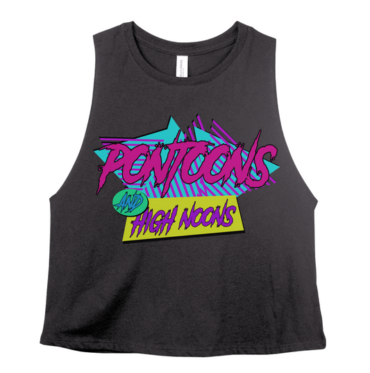Pontoons and High Noons Summer Cropped Tank Top /  Adult Sizes / Lake Tank
