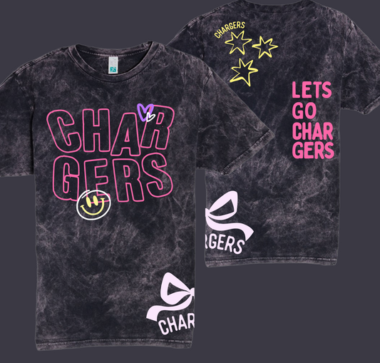 Acid Washed Chargers Spirt Wear/ Youth and Adult Sizes - Front/Back Printed -Southaven Chargers