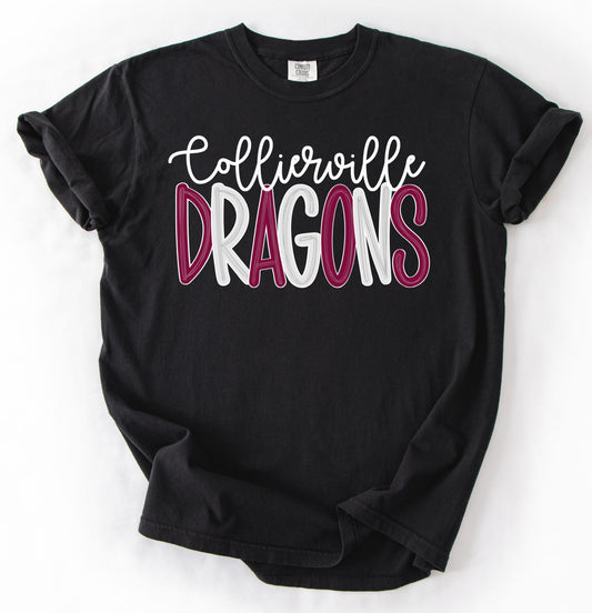 Comfort Colors Collierville Dragons Tee / Youth and Adult Sizes