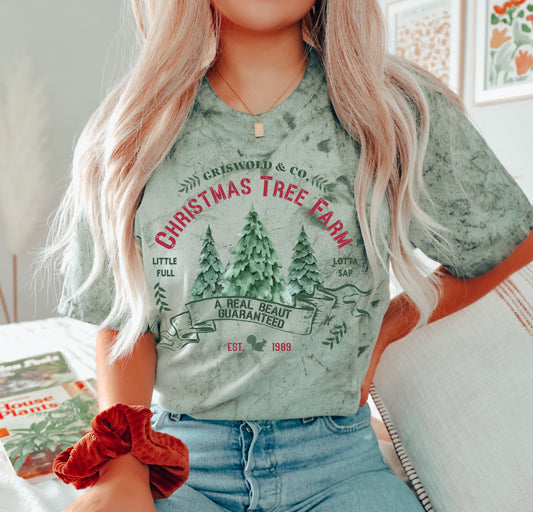 Comfort Colors Colorblast Griswold and Co Christmas Tree Farm Tee- Sizes and Inventory Limited