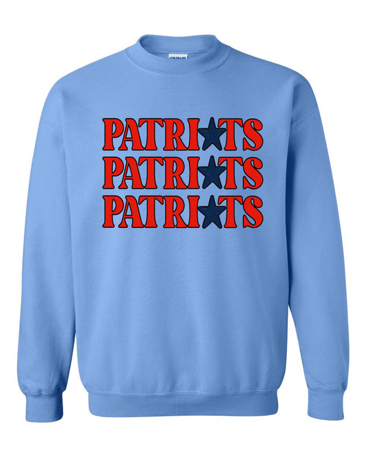 Patriots Stacked Stars Print Sweatshirt Youth and Adult Sizes/ Lewisburg -Desoto County Schools - Bella or Gildan Options