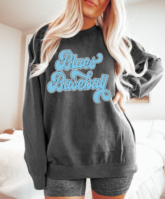 Comfort Colors, Bella, or Gildan Blues Baseball Sweatshirt