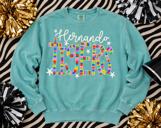 Seafoam Comfort Colors Hernando Tigers Sweatshirt / Adult Sizes/ Desoto County Schools / Mississippi School Shirt