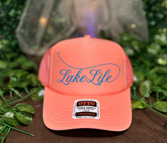Coral Lake Life Trucker Hat/ Trucker Hat/ Funny Trucker Hats/Lake Day Hat /Multiple Colors