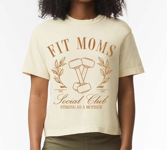 Comfort Colors Crop - Fit Moms Social Club Boxy Cropped Shirt/ Crop Tee