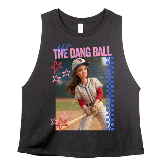 Bella Crop Hit The Dang Ball Baseball Mom Tank - Baseball Mom Shirt