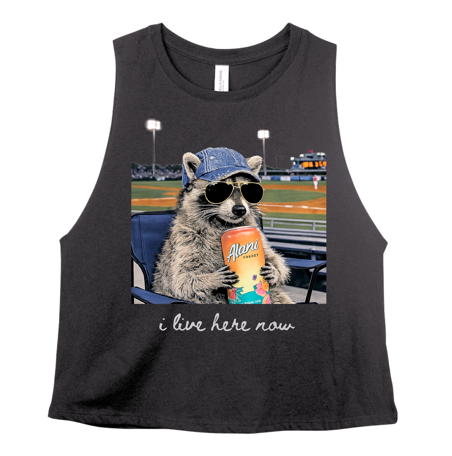 Bella Crop - I Live Here Now Raccoon Alani Baseball Tank