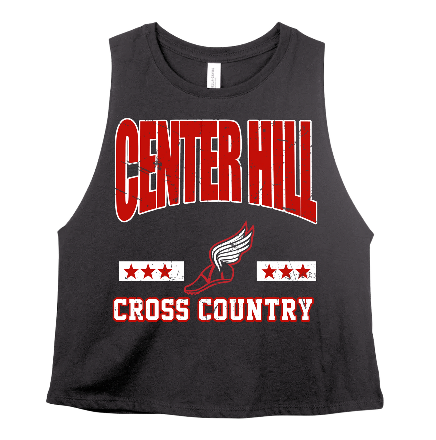 Dark Gray Center Hill Cross Country Crop - School and Colors Can Be Edited