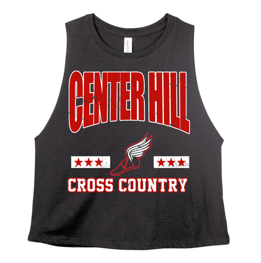 Dark Gray Center Hill Cross Country Crop - School and Colors Can Be Edited