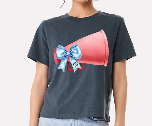 Custom Monogram Boxy Cropped Patriots Cheer Shirt/  Patriots Shirt / Adult Sizes