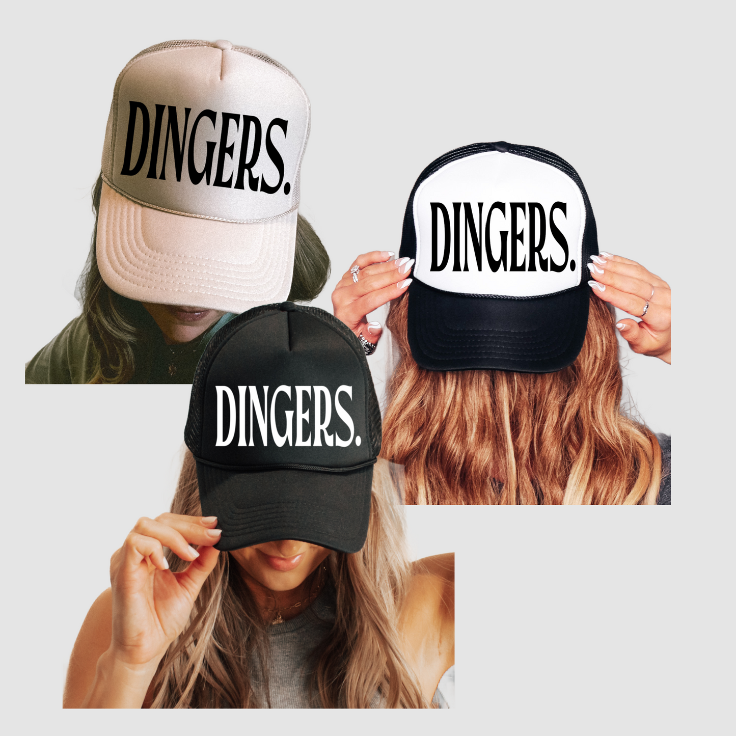 Dingers Baseball Trucker Hat/ Funny Gifts for Her/ Baseball Mom Hats/ MULTIPLE COLORS
