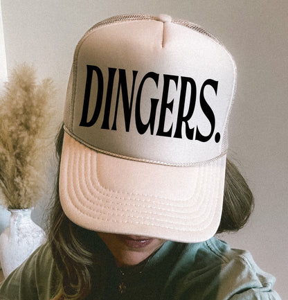Dingers Baseball Trucker Hat/ Funny Gifts for Her/ Baseball Mom Hats/ MULTIPLE COLORS