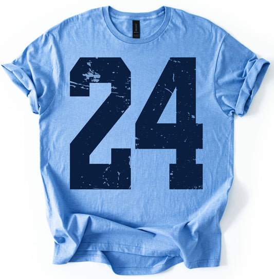 Distressed Solid Custom Comfort Colors or Gildan Softstyle Blues Baseball Number Shirt/ Youth and Adult Sizes