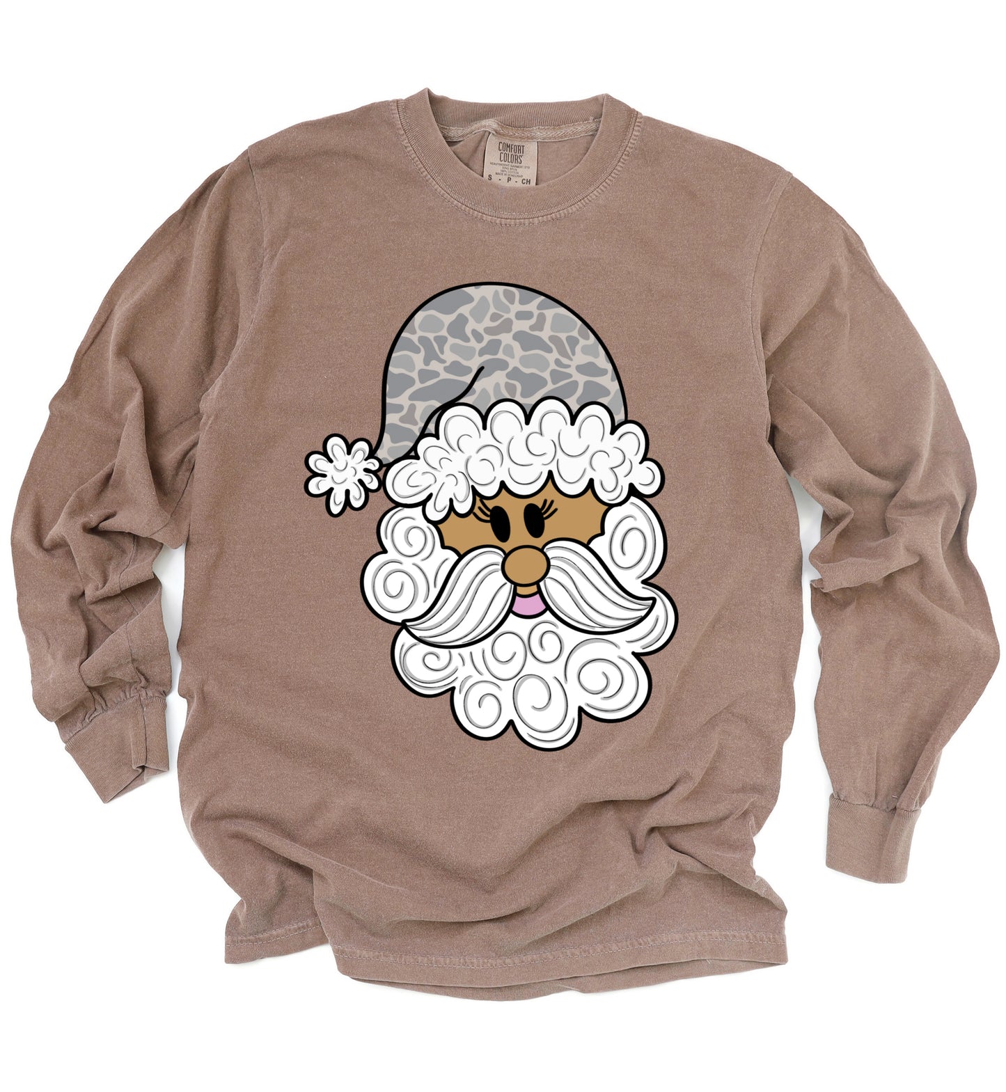 Comfort Colors Camo Santa Hat Tee/ Short or Long Sleeve Option - Printed Tee