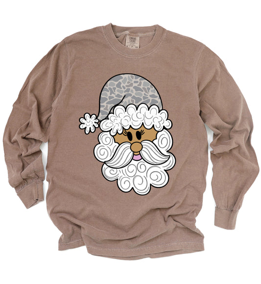 Comfort Colors Camo Santa Hat Tee/ Short or Long Sleeve Option - Printed Tee