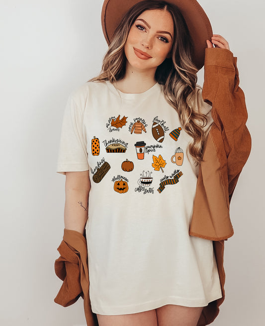 Bella Canvas or Comfort Colors Fall Things Tee/Halloween Fall Shirt/ Youth and Adult Shirts