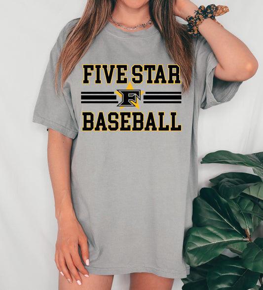 Comfort Colors, Next Level, or Bella Canvas Five Star Baseball Shirt