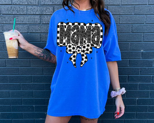 Bella or Comfort Colors Soccer Mama Coquette Bow Tee/ Multiple Colors / Youth and Adult Sizes