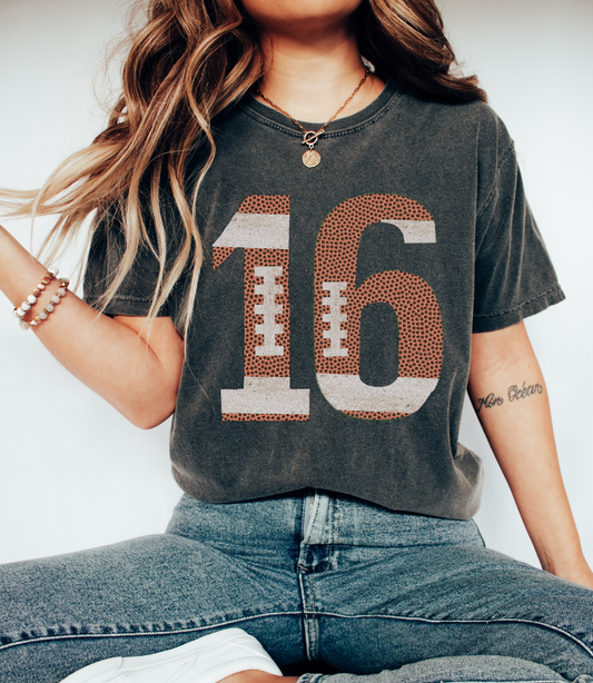 Comfort Colors Custom Vintage Football Shirt - Football Mom Shirt with Number - Personalized