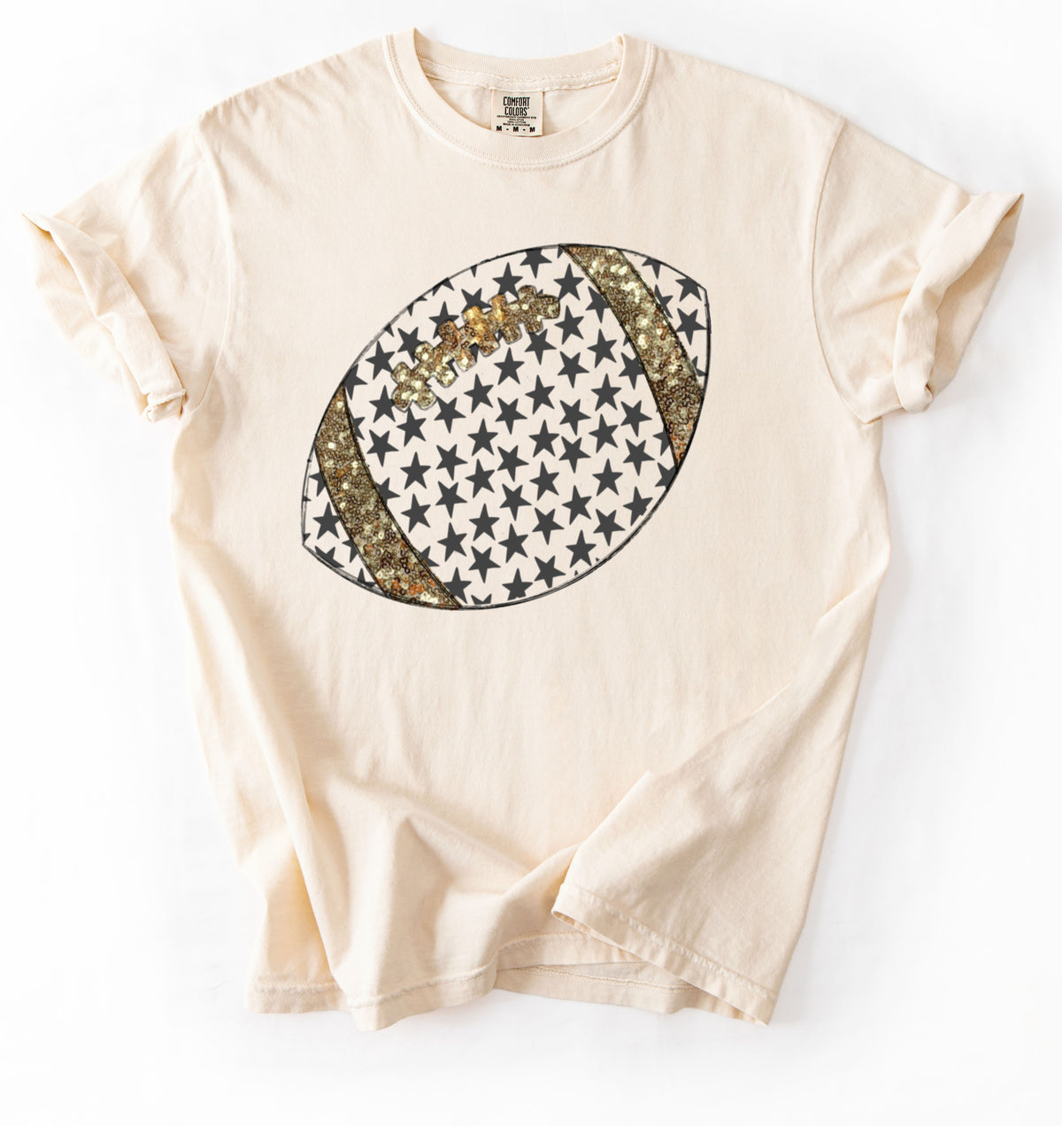 Comfort Colors Cute Faux Sequin Football Shirt/ Youth and Adult Sizes