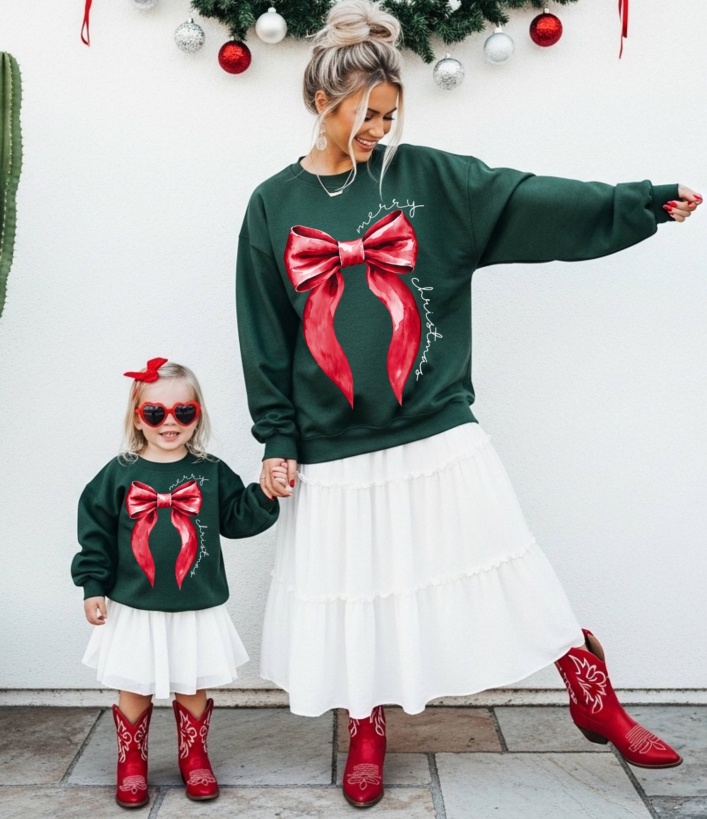 Mommy and Me Gildan or Bella Christmas Bow Sweatshirt/ Holiday Sweatshirts/ Multiple Colors