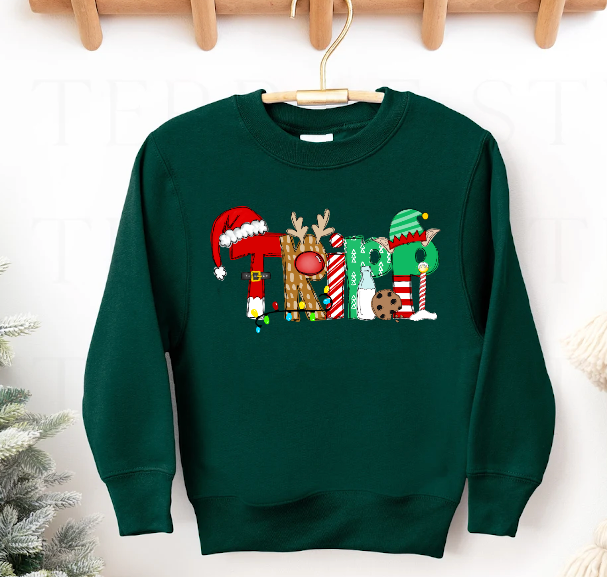 Youth and Adult Custom Christmas Alpha Sweatshirt/ Can Be Made More GIrly or For Boys