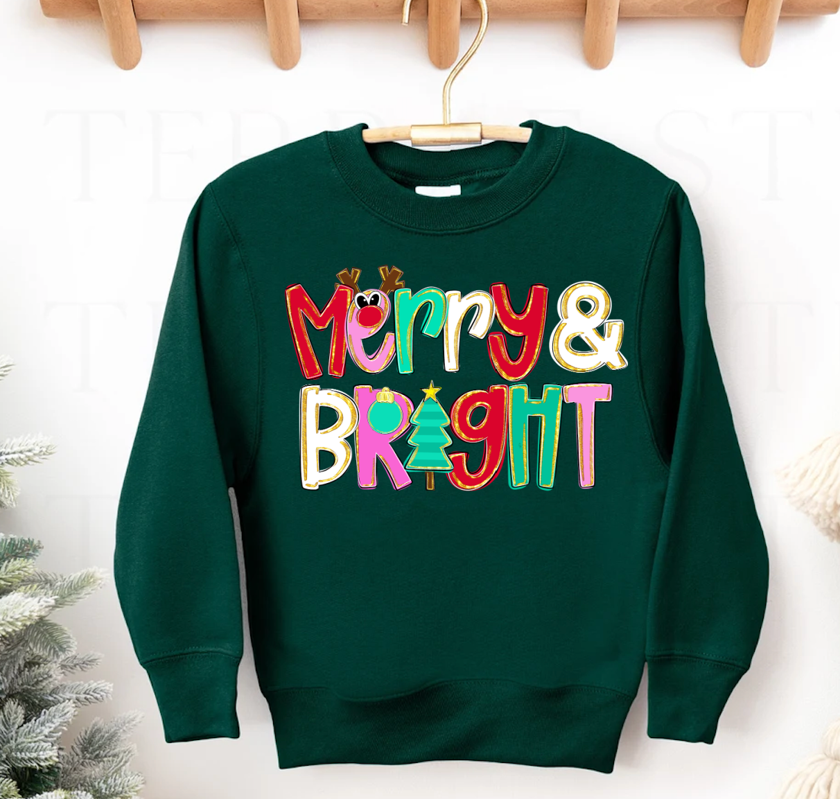 Merry and Bright Christmas Gildan or Bella Christmas Sweatshirt/ Holiday Sweatshirt/ Youth and Adult Sizes