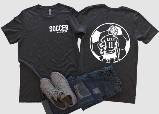 Custom Soccer Player and Number Shirt - Soccer Mom Shirt with Number/ Short Sleeve