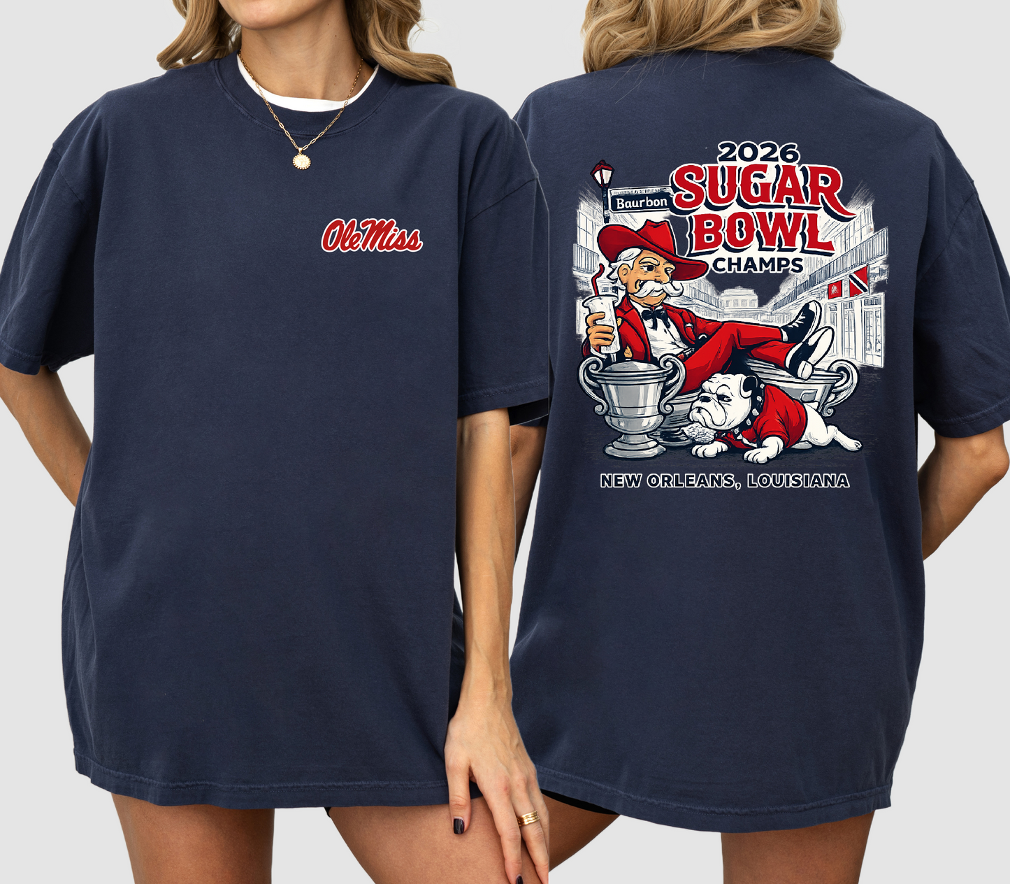 Front/ Back Sugar Bowl Champs Shirt/ Ole Miss Shirt- Comfort Colors