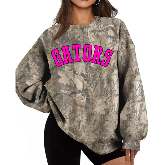 Camo Gators Sweatshirt/ PINK OUT - Adult Sizes