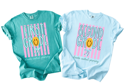 PERSONALIZED SCHOOL Comfort Colors First Grade (OR ANY OTHER GRADE)  Tee  - YOUTH and ADULT SIZING