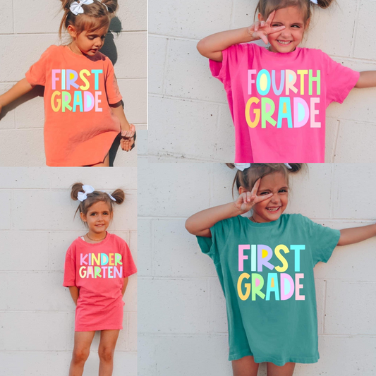 Comfort Colors Back To School Shirts / All Grades Available/ MULTIPLE COLORS - Type In At Checkout