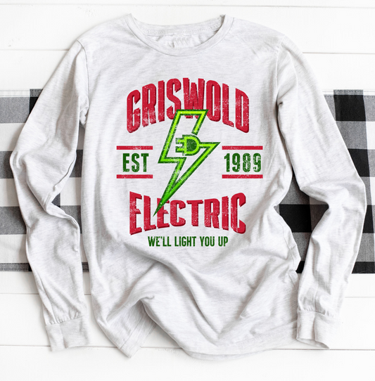 Gildan or Bella Canvas Gray Griswold Electric- We'll Light You Up Long Sleeve Shirt/Funny Christmas Shirt / Adult Sizes Available