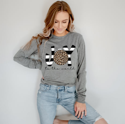 Joy To The World Christmas Long Sleeve Bella Tee /  Adult Christmas T-Shirt