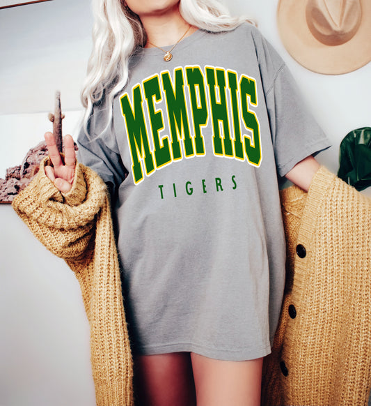 Comfort Colors or Bella Canvas Memphis Tigers Baseball Tee / Youth and Adult Sizes