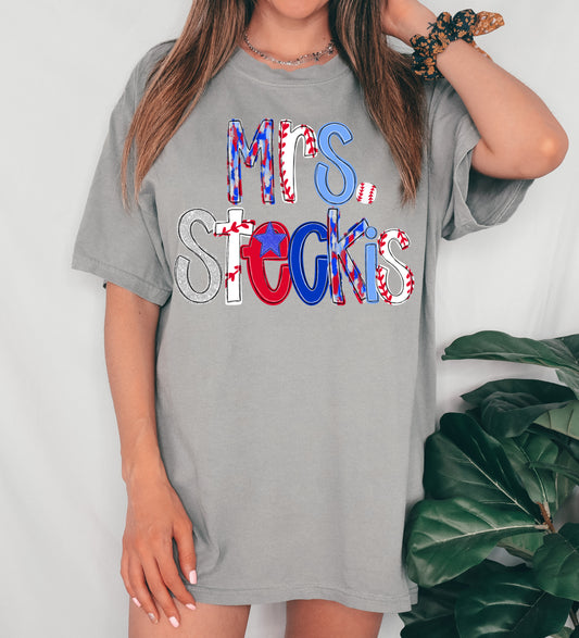 Customized Baseball Font Shirt - Mom Shirts/ Teacher Shirts/ Team Shirts