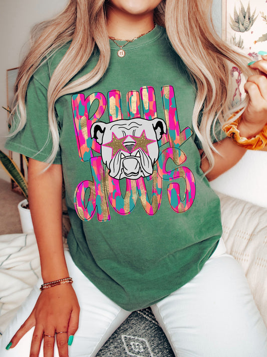 Green Bella or Comfort Colors Bulldogs Mascot Shirt/ Youth and Adult Sizes