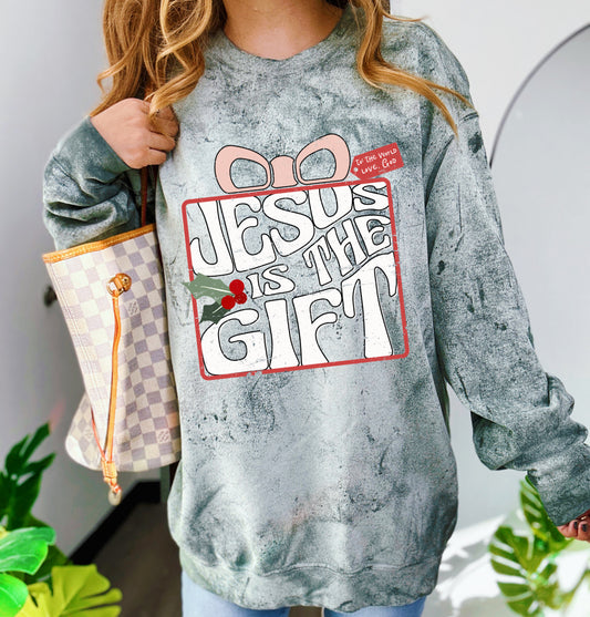 Color Blast Comfort Colors Jesus is the Gift Christmas Sweatshirt/ Adult Sizes
