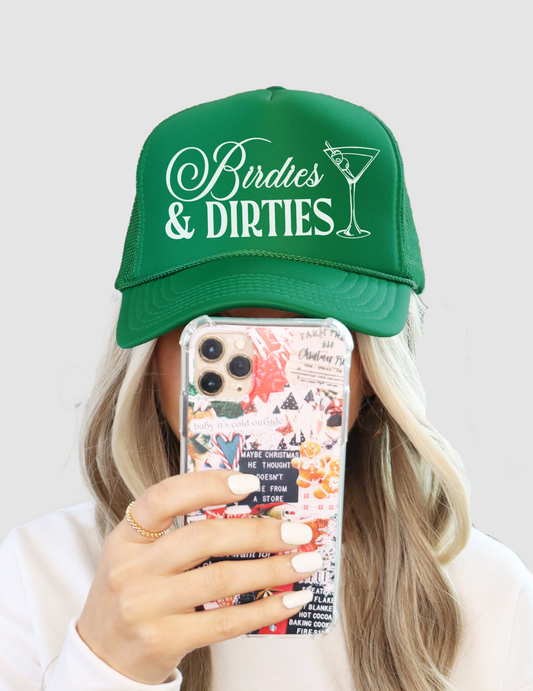 Birdies and Dirties Golf Green Trucker Hat/ Cute Caddie Hat / Otto Brand