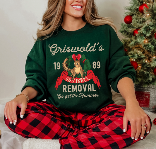 Gildan or Bella Canvas Griswold's Squirrel Removal Service Sweatshirt/ Funny Christmas Sweatshirt /  Youth and Adult Sizes Available