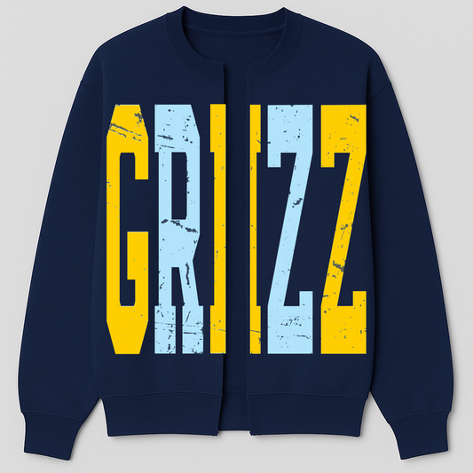 Custom GRIZZ - Oversized Print - Open Sweatshirt Cardigan/ Youth and Adult Sizes