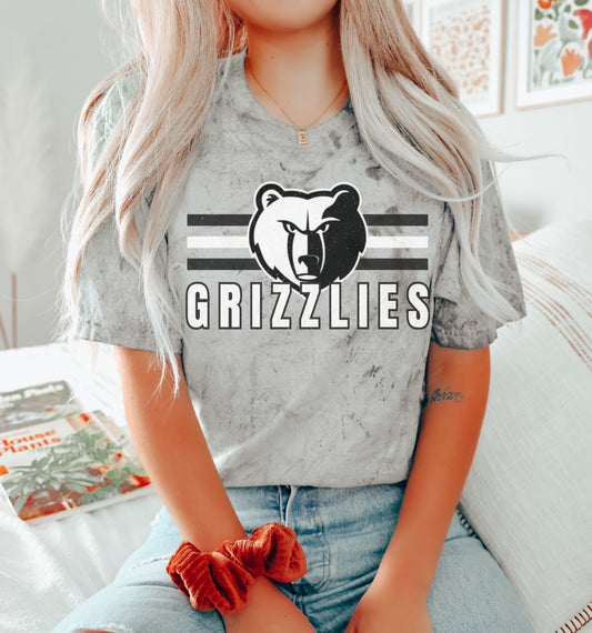 Comfort Colors Color Blast Grizzlies Retro Shirt/ Adult Sizes/ Black/ White Grizzlies