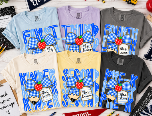 Custom School and Grade Back To School Shirt/ Students or Teachers Shirt/ All Grades Available/  Back To School