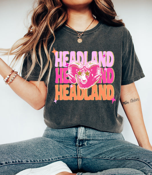 Headland Rams Stacked Bright Tee/ Comfort Colors or Bella Canvas