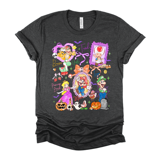 Comfort Colors or Bella Canvas Gils Mario Coquette Bow Halloween Shirt/ Youth and Adult Sizes