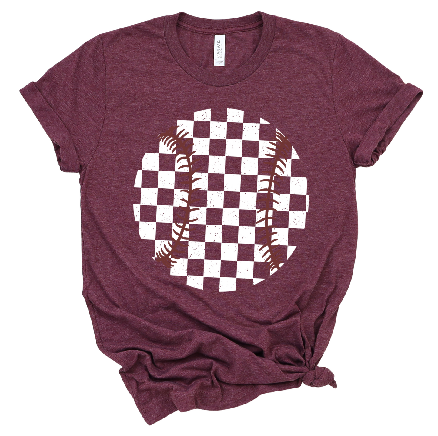 Bella Canvas Checkered Baseball Tee/ Quality Retro Tee