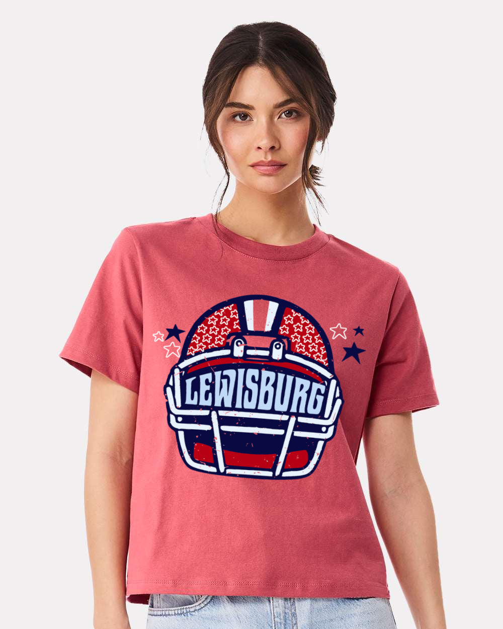 LHS Football Boosters - First Responders Night - Heather Red Boxy Crop - Classy Fit