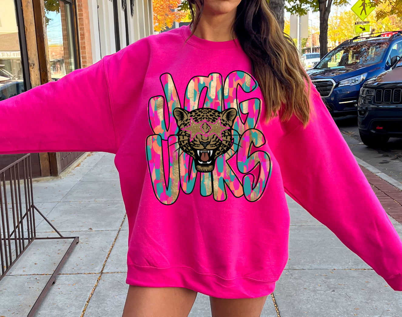 Hot Pink Desoto Central Jaguars Sweatshirt